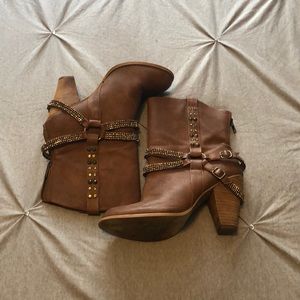 Studded heel booties